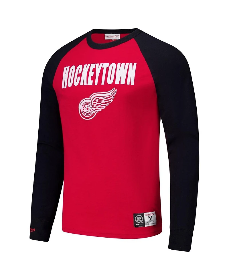 Mitchell & Ness Men's Red/Black Detroit Red Wings Legendary Slub Raglan Long Sleeve T-Shirt