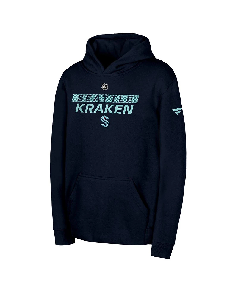 Outerstuff Big Boys and Girls Deep Sea Blue Seattle Kraken Authentic Pro Wordmark Fleece Pullover Hoodie