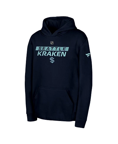 Outerstuff Big Boys and Girls Deep Sea Blue Seattle Kraken Authentic Pro Wordmark Fleece Pullover Hoodie