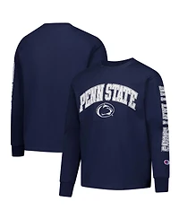 Champion Big Boys and Girls Navy Penn State Nittany Lions Distressed Arch Over Logo Long Sleeve T-Shirt
