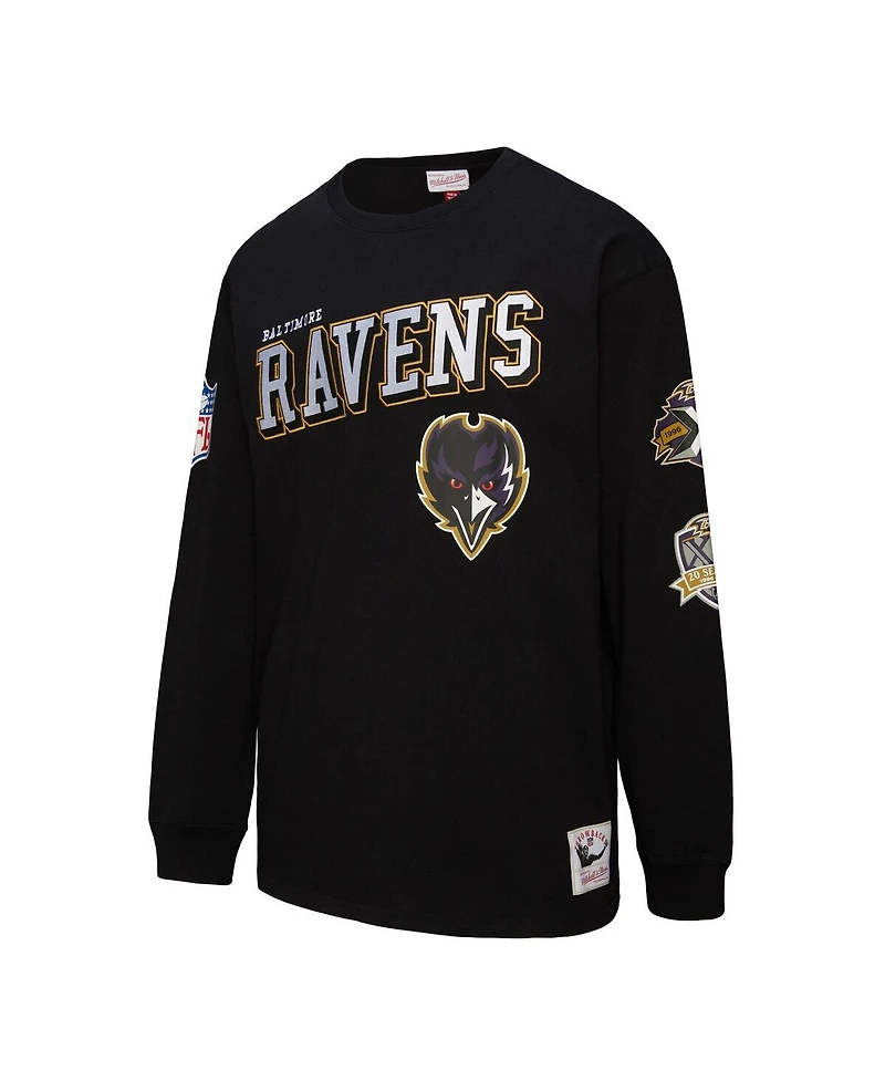 Mitchell & Ness Men's Black Baltimore Ravens Training Camp Logos Long Sleeve T-Shirt
