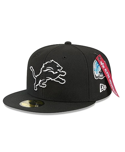 New Era x Alpha Industries Men's Black Detroit Lions 59FIFTY Fitted Hat