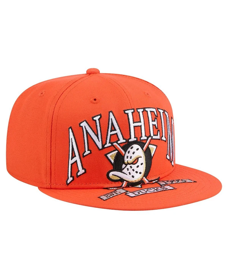 New Era Men's Orange Anaheim Ducks Oversized Arch 59Fifty Fitted Hat