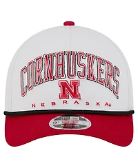 New Era Men's White/Scarlet Nebraska Huskers Arch Two-Tone Rope 9FORTY A-Frame M-Crown Adjustable Hat