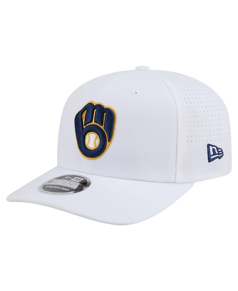 New Era Men's White Milwaukee Brewers Coolera 9SEVENTY Adjustable Hat