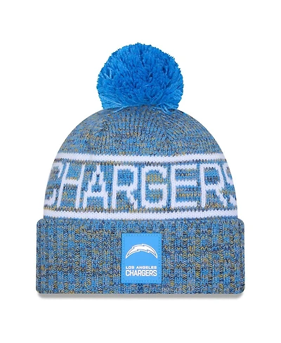 New Era Men's Powder Blue Los Angeles Chargers 2025 Sideline Cold Weather Cuffed Pom with Knit Hat