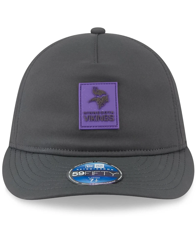 New Era Men's Charcoal Minnesota Vikings 2025 Sideline Cold Weather Retro Crown 59FIFTY Fitted Hat