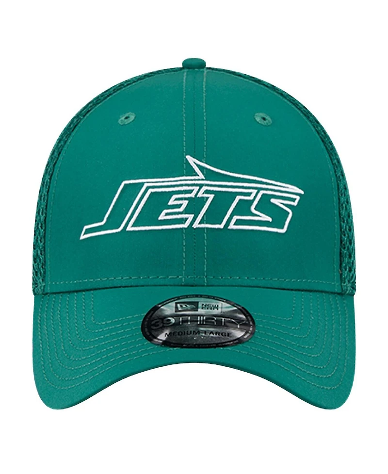 New Era Men's Green New York Jets Outline 39THIRTY Flex Hat