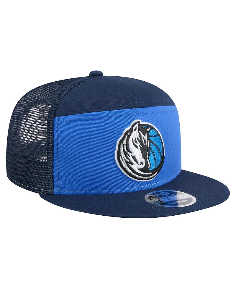 New Era Men's Blue/Navy Dallas Mavericks Outdoor Split Panel 9FIFTY Snapback Hat