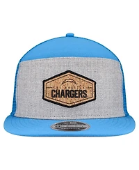 New Era Men's Gray/Powder Blue Los Angeles Chargers Cork Split Panel 9FIFTY Trucker Snapback Hat