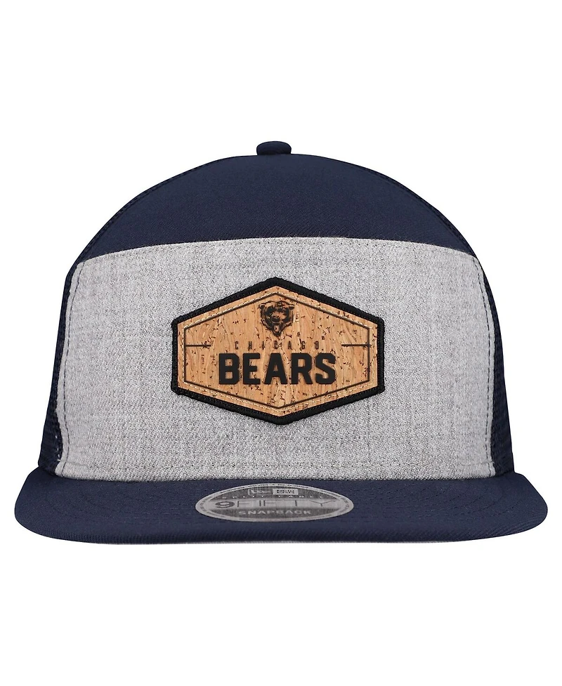 New Era Men's Gray/Navy Chicago Bears Cork Split Panel 9FIFTY Trucker Snapback Hat
