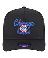 New Era Men's Black Chicago Cubs Chainstitch 9FIFTY A-Frame Snapback Hat