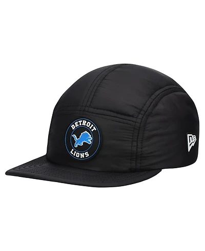 New Era Men's Black Detroit Lions Quilted Camper Adjustable Hat