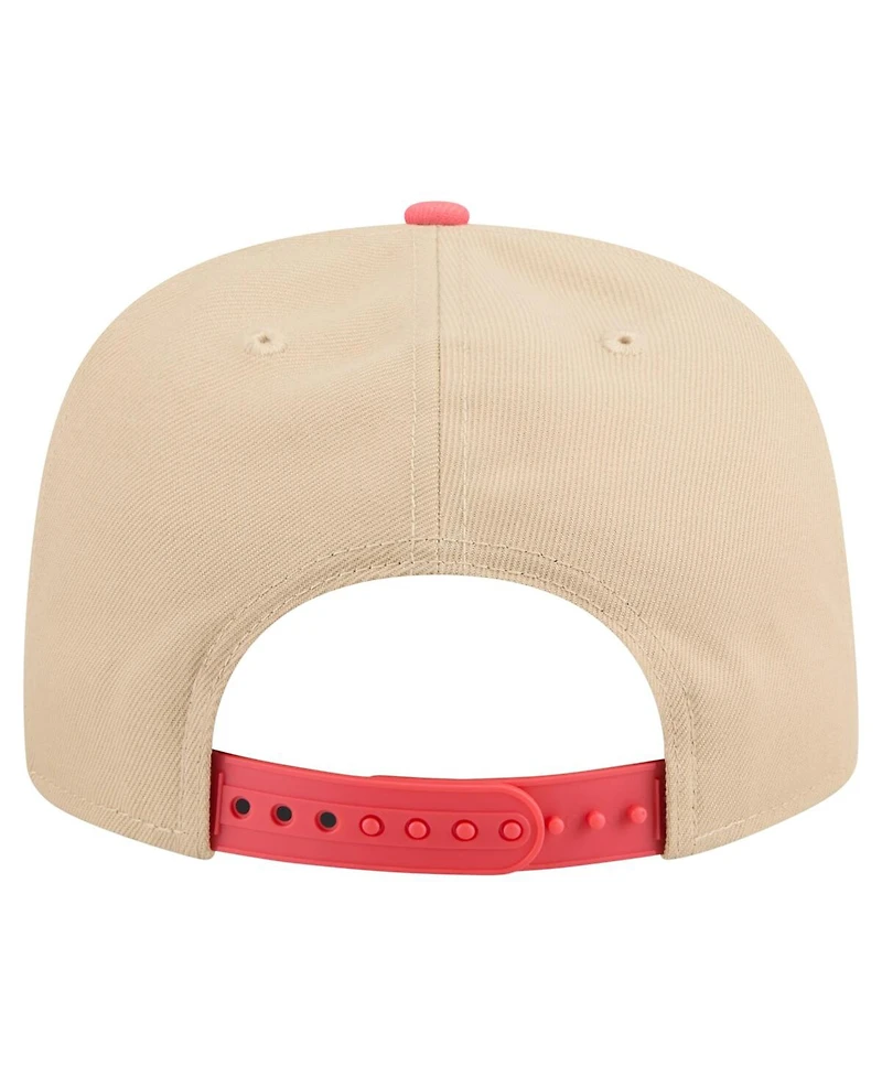 New Era Men's Light Beige/Coral Milwaukee Brewers Color Pack A-Frame 9FIFTY Snapback Hat