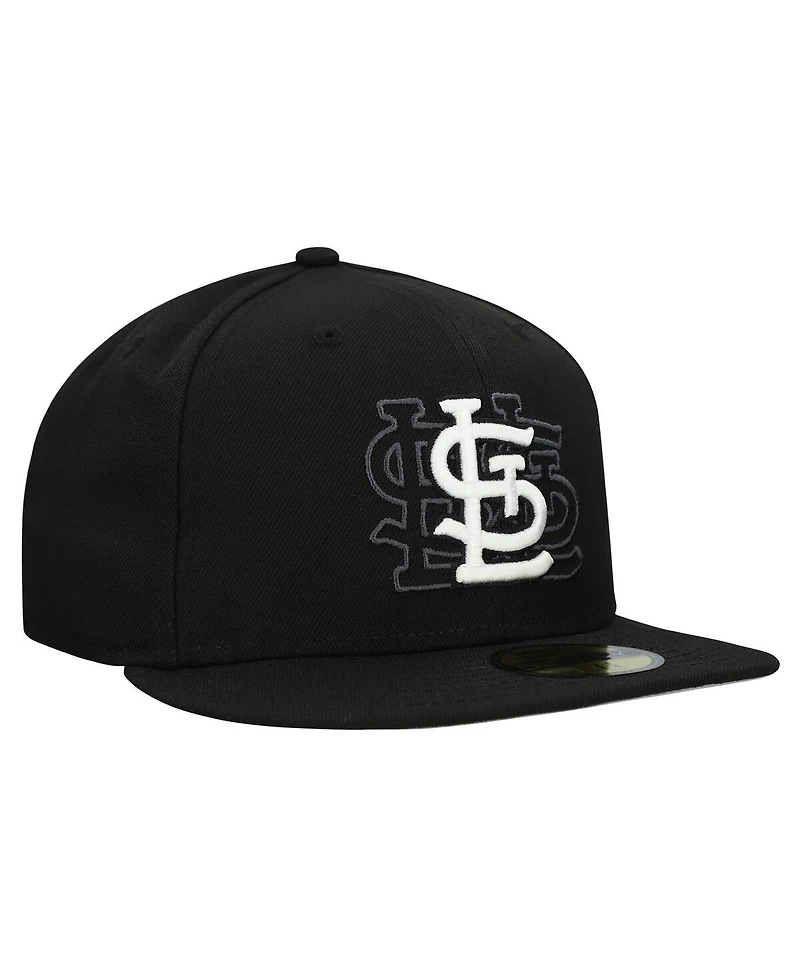New Era Men's Black St. Louis Cardinals Tri-Hit 59FIFTY Fitted Hat