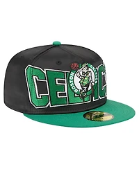New Era Men's Black/Kelly Green Boston Celtics Satin Two-Tone 59FIFTY Fitted Hat