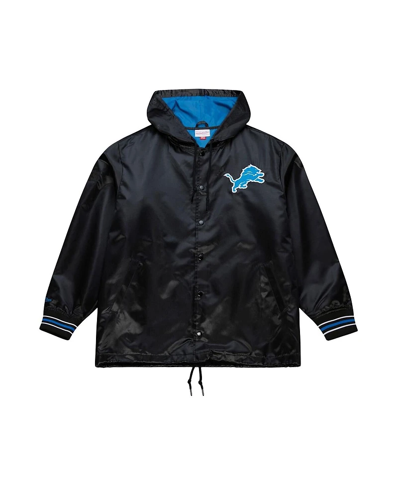 Mitchell & Ness Men's Black Detroit Lions Downtown Satin Full-Snap Jacket