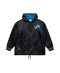 Mitchell & Ness Men's Black Detroit Lions Downtown Satin Full-Snap Jacket