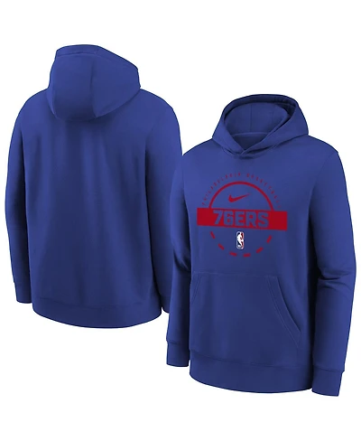 Nike Big Boys and Girls Royal Philadelphia 76ers 2025/26 Club Fleece Practice Hoodie