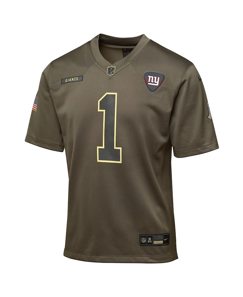 Nike Big Boys and Girls Malik Nabers Olive New York Giants 2025 Salute to Service Game Jersey