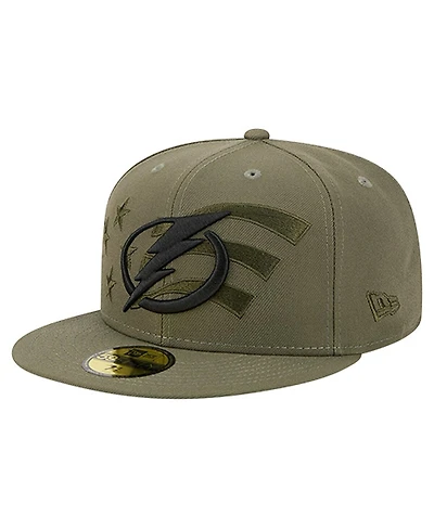 New Era Men's Olive Tampa Bay Lightning Military Appreciation Flag 59FIFTY Fitted Hat