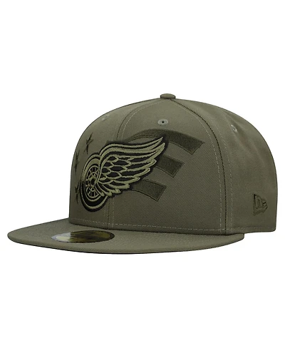 New Era Men's Olive Detroit Red Wings Military Appreciation Flag 59FIFTY Fitted Hat
