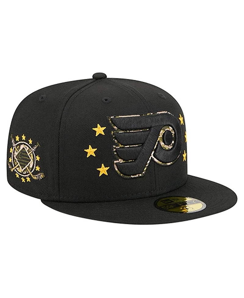 New Era Men's Black Philadelphia Flyers Military Appreciation Digital Camo Stars 59FIFTY Fitted Hat