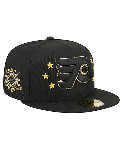 New Era Men's Black Philadelphia Flyers Military Appreciation Digital Camo Stars 59FIFTY Fitted Hat