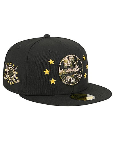 New Era Men's Black York Islanders Military Appreciation Digital Camo Stars 59FIFTY Fitted Hat