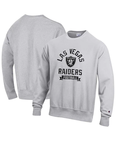 Champion Men's Heather Gray Las Vegas Raiders Reverse Weave Fleece Pullover Sweatshirt