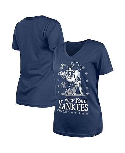 New Era Women's Navy New York Yankees Little Miss 2 V-Neck T-Shirt