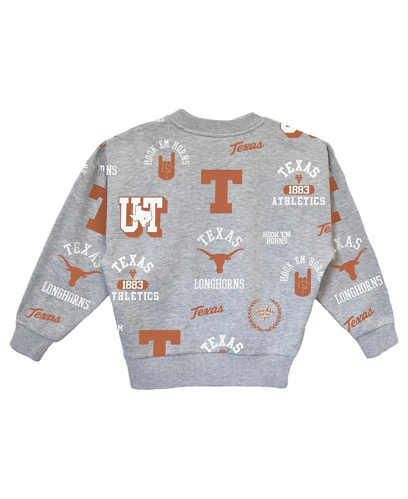 Gameday Couture Big Girls Gray Texas Longhorns Always on Repeat Pullover Sweatshirt