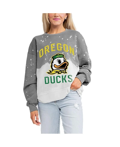 Gameday Couture Women's Gray Oregon Ducks Twice as Nice Faded Crewneck Sweatshirt