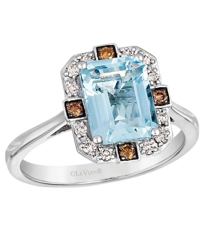 Le Vian Aquamarine (1.60 ct. t.w.), Nude Diamond (.12 ct. t.w.) and Chocolate Diamond Ring (.07 ct. t.w.) in 14K Vanilla Gold