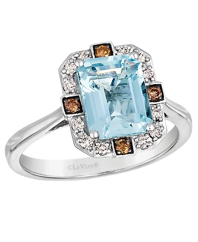 Le Vian Aquamarine (1.60 ct. t.w.), Nude Diamond (.12 ct. t.w.) and Chocolate Diamond Ring (.07 ct. t.w.) in 14K Vanilla Gold