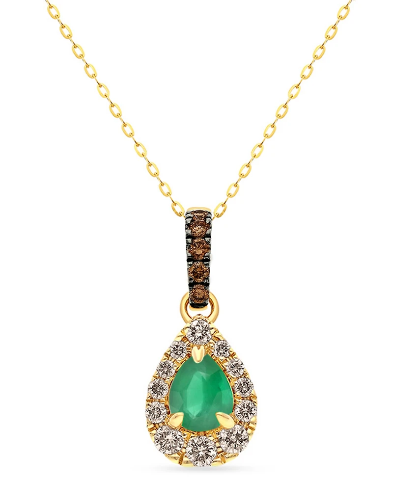Le Vian Emerald (1/4 ct. t.w.), Chocolate Diamond (1/20 ct. t.w.) and Nude Diamond Necklace (3/20 ct. t.w.) in 14K Honey Gold