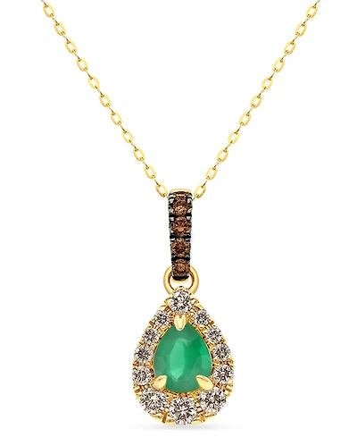 Le Vian Emerald (1/4 ct. t.w.), Chocolate Diamond (1/20 ct. t.w.) and Nude Diamond Necklace (3/20 ct. t.w.) in 14K Honey Gold