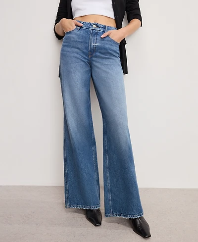 Good American Women's Wide Leg High-Rise Jeans, Regular and Plus