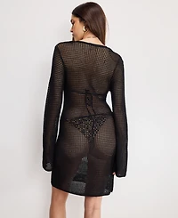 Good American Women's Plunge Neck Crochet Mini Dress, Regular and Plus