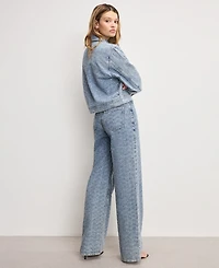 Good American Women's Wide Leg Mid-Rise Denim Jeans, Regular and Plus