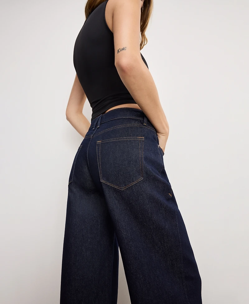 Good American Women's Relaxed Baggy Low-Rise Jeans, Regular and Plus