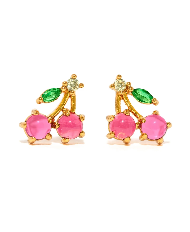 Girls Crew Crystal Gold Plated Cherry Studs