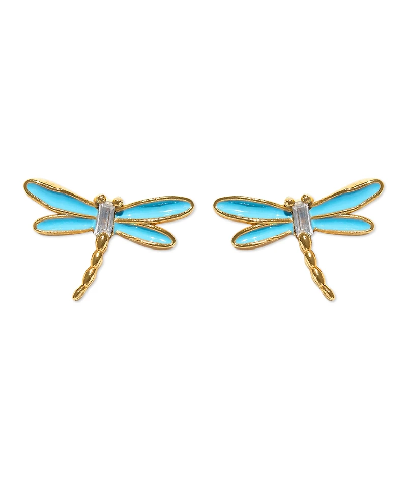 Girls Crew Crystal Dragonfly Gold Plated Studs
