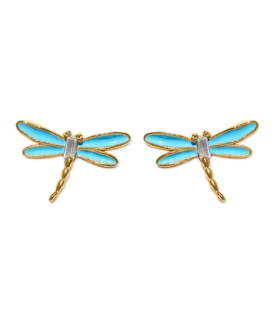 Girls Crew Crystal Dragonfly Gold Plated Studs