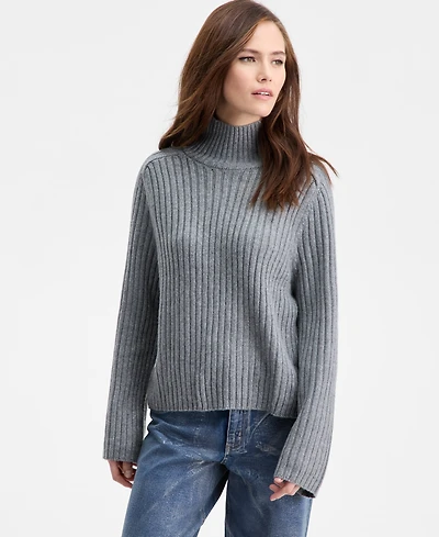 Bar Iii Women's Mock-Neck Ribbed Sweater, Macy's Exclusive