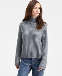Bar Iii Women's Mock-Neck Ribbed Sweater, Macy's Exclusive