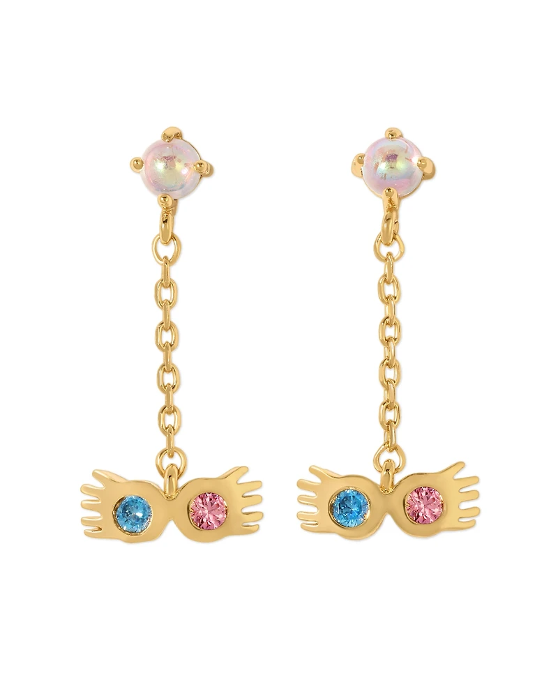 Girls Crew Harry Potter Luna Lovegood Crystal Gold Plated Dangle Earrings
