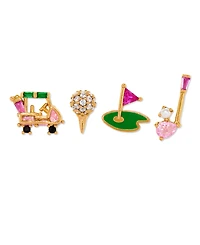 Girls Crew Crystal Gold Plated Hole In One Stud Set