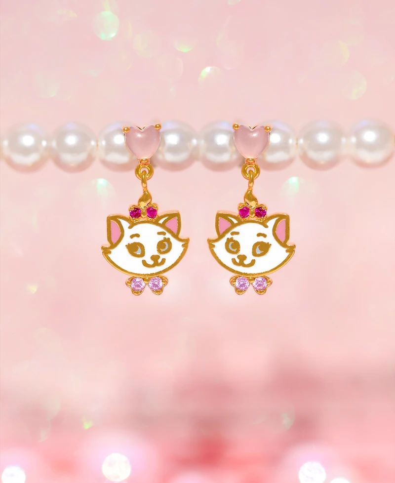 Girls Crew Crystal Enamel Disney The Aristocats Marie Dangle Earrings