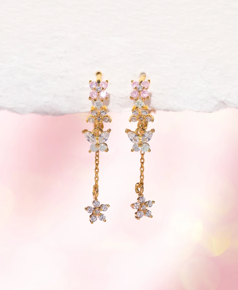 Girls Crew Crystal Gold Plated Mari Dangle Hoop Earrings